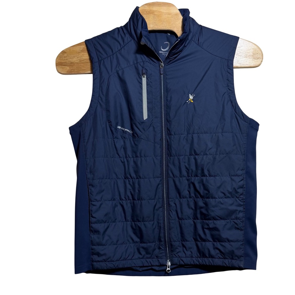 Zero Restriction Mens Navy Blue Primaloft Quilted Golf Vest Large L Full Zip
